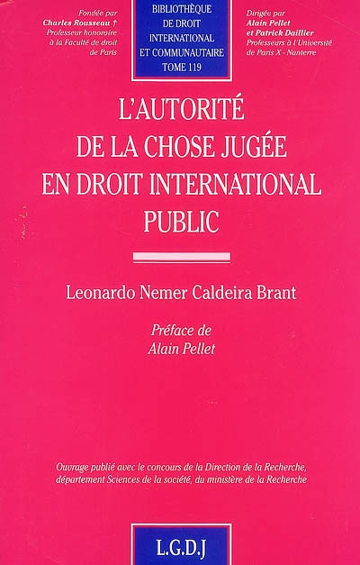 L'autorité de la chose jugée en droit international public