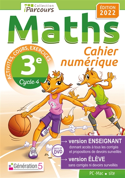Cahier numérique : Maths 3e, cycle 4 : PC-Mac, site