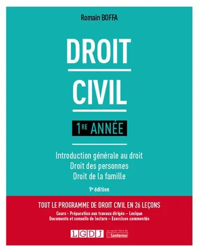 Droit civil : 1re année : introduction générale au droit, droit des personnes, droit de la famille