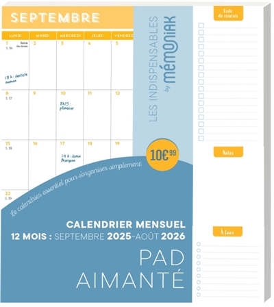 Pad aimanté mensuel 2025-2026