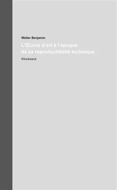 Oeuvres et inédits. Vol. 16. L'oeuvre d'art à l'époque de sa reproductibilité technique