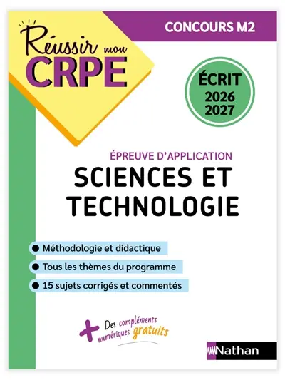 Sciences et technologie : épreuve d'application, CRPE concours M2 : écrit 2026-2027