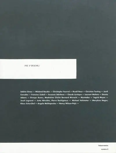 Observatoire (L'), n° 3. Pas d'original