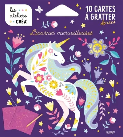 Licornes merveilleuses : 10 cartes à gratter dorées