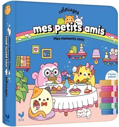 Coloriages Mes petits amis Mes moments cosy : pochette avec feutres pailletés Coloriages Mes petits amis Mes moments cosy : pochette avec feutres pailletés