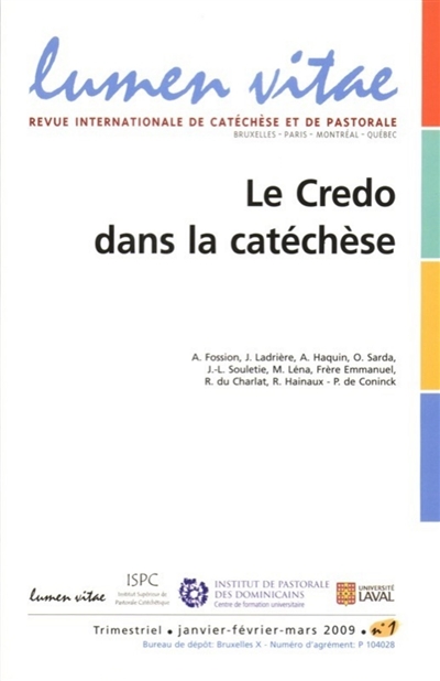Lumen vitae, n° 1 (2009)....