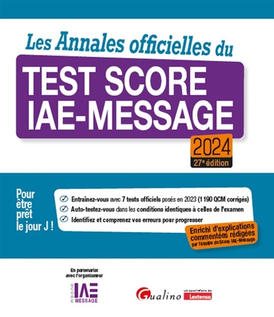 Les annales officielles du test Score IAE-Message 2024