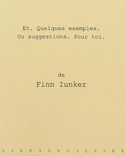 Et, quelques exemples, ou suggestions, pour toi.. And, a few example, or suggestions, for you