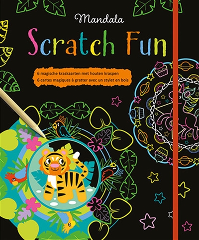 Mandala scratch fun : 6 magische kraskaarten met houden kraspen. Mandala scratch fun : 6 cartes magiques à gratter avec un stylet de bois