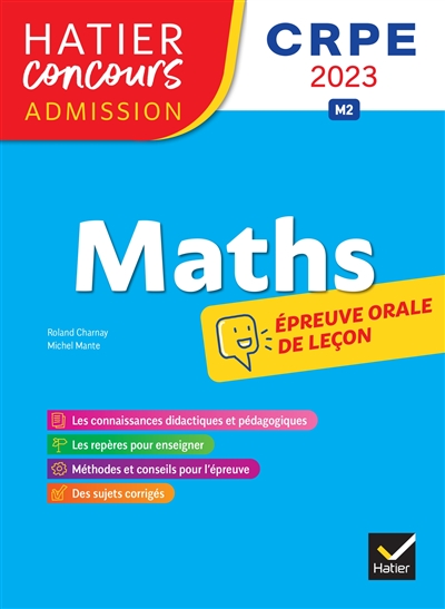 Mathématiques : épreuve orale d'admission, épreuve de leçon : CRPE 2023, M2