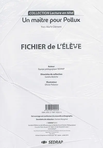 Un maître pour Pollux, Yves-Marie Clément : fichier de l'élève