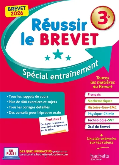 Réussir le brevet 3e : spécial entraînement : brevet 2026