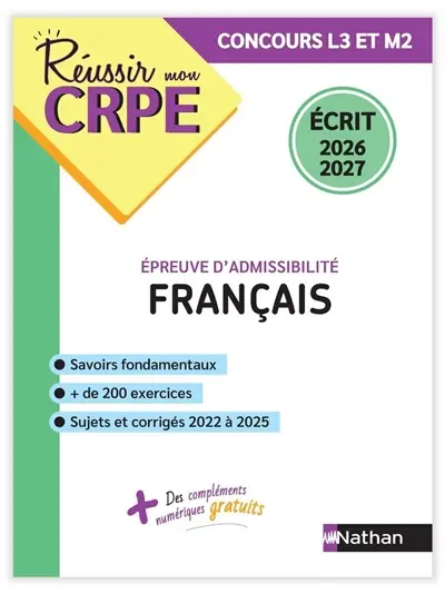 Français, épreuve d'admissibilité : concours L3 et M2 : écrit 2026-2027