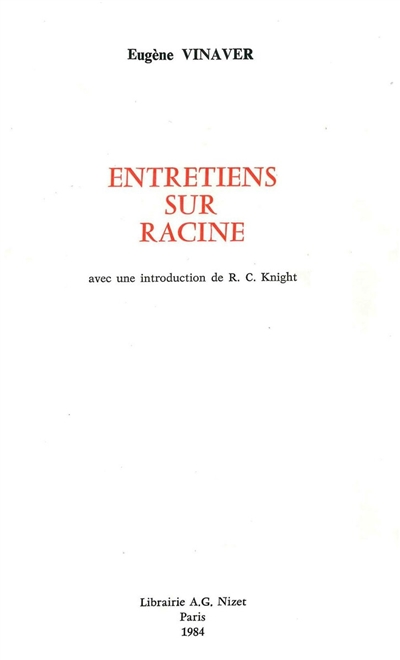 Entretiens sur Racine