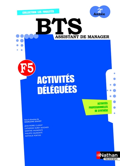 Activités déléguées, BTS assistant manager 2e année : livre de l'élève
