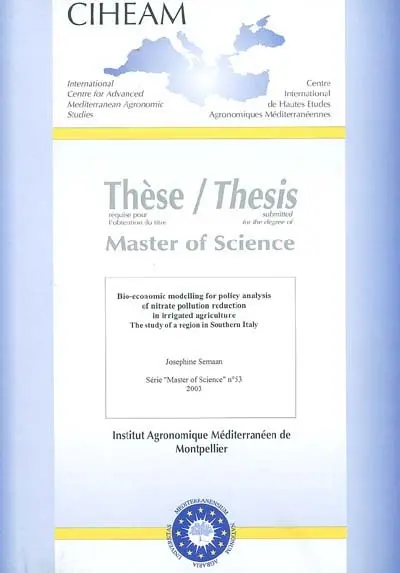 Bio-economic modelling for policy analysis of nitrate pollution reduction in irrigated agriculture : the study of a region in Southern Italy