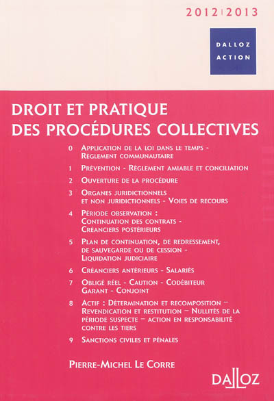 Droit et pratique des procédures collectives 2012-2013