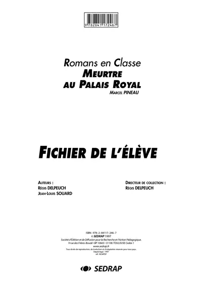 Meurtre au palais royal : fichier de l'élève