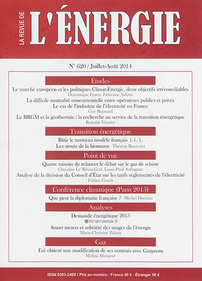 Revue de l'énergie, n° 620