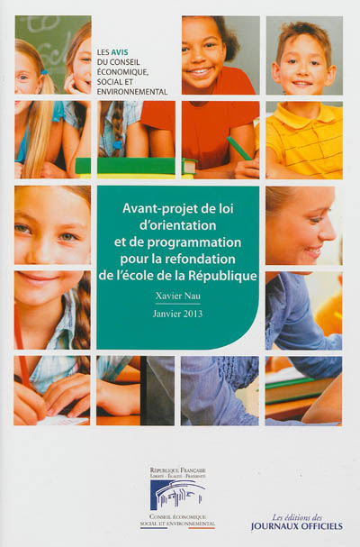 Avant-projet de loi d'orientation et de programmation pour la refondation de l'école de la République : mandature 2010-2015, séance du 16 janvier 2013