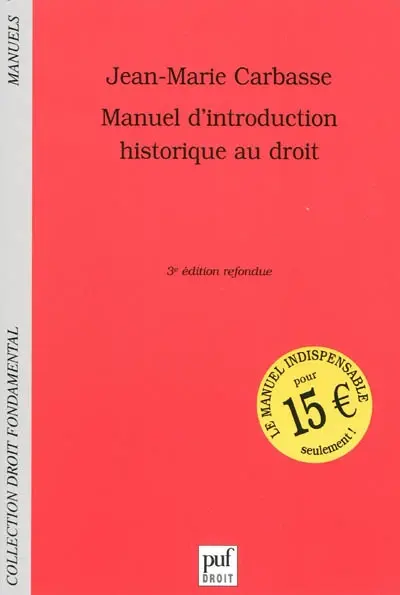 Manuel d'introduction historique au droit