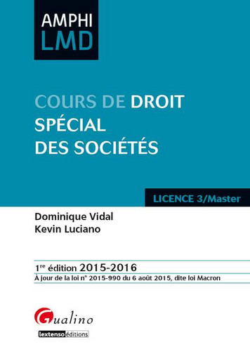 Cours de droit spécial des sociétés : 2015-2016