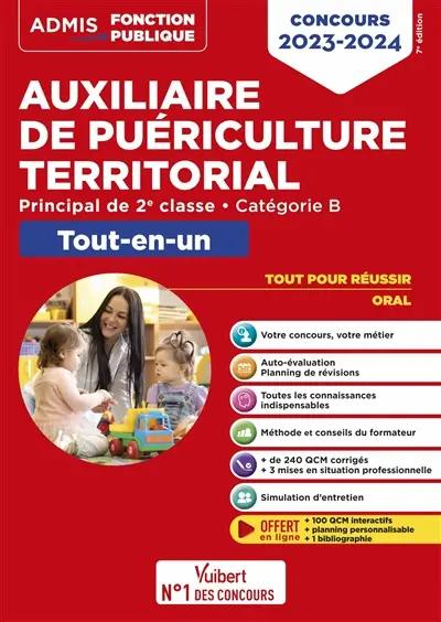 Auxiliaire de puériculture territorial : principal de 2e classe, catégorie B : concours 2023-2024, tout-en-un