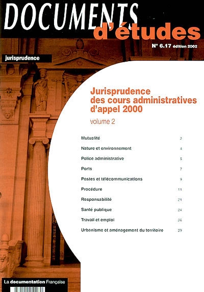 Jurisprudence des cours administratives d'appel 2000. Vol. 2