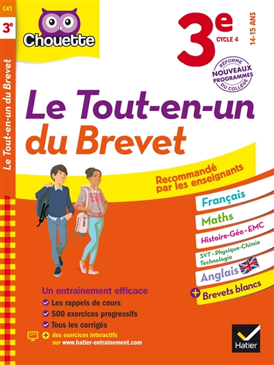 Le tout-en-un du brevet, 3e, cycle 4, 14-15 ans : français, maths, histoire-géo, EMC, SVT, physique-chimie, technologie, anglais : nouveau programme, réforme du collège