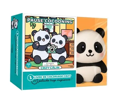 Cozy câlin au numéro : pause cocooning : 1 livre de coloriage cozy + 1 peluche trop mignonne !