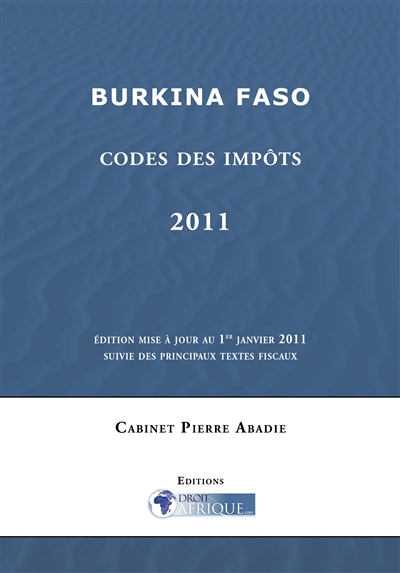 Burkina Faso, Codes des impots 2011
