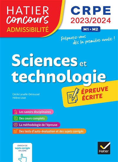 Sciences et techno : épreuve écrite d'admissibilité : CRPE 2023-2024