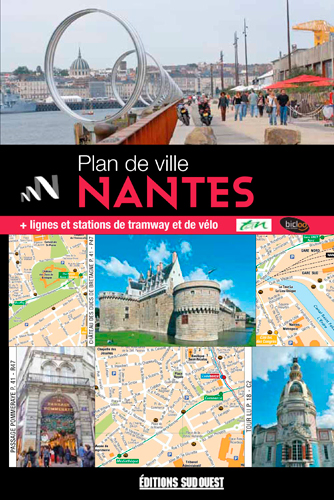 Plan de Nantes et de son agglomération : + lignes et stations de tramway et de vélo