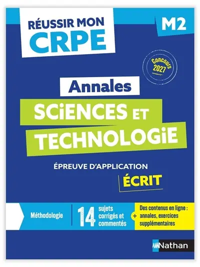 Annales sciences et technologie : épreuve d'application, écrit M2 : concours 2027