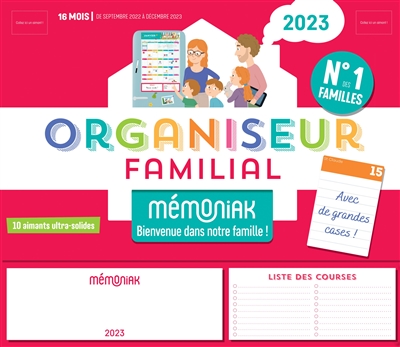 Organiseur familial Mémoniak, calendrier 2023 : 16 mois de septembre 2022 à décembre 2023 - Nesk