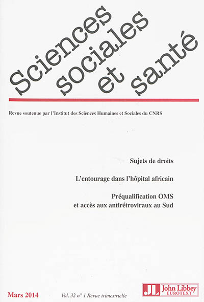Sciences sociales et santé, n° 32