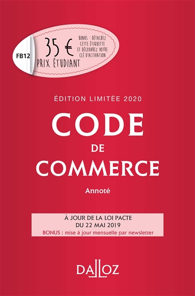 Code de commerce 2020, annoté