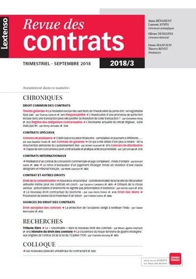 Revue des contrats, n° 3 (2018)