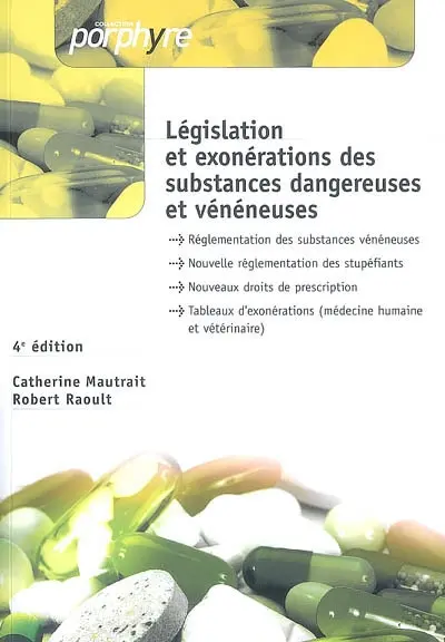 Législation et exonérations des substances dangereuses et vénéneuses : tableaux officiels