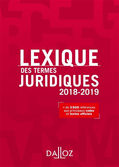 Lexique des termes juridiques 2018-2019