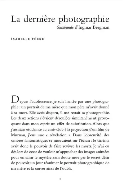 La dernière photographie : Sarabande d'Ingmar Bergman