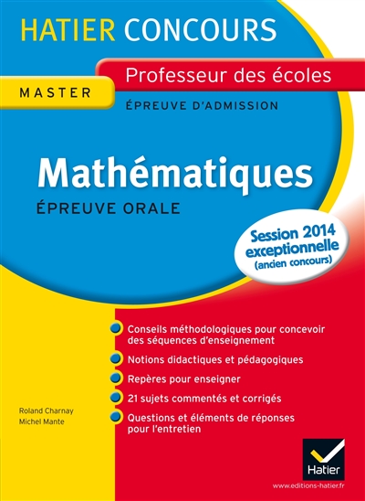 Mathématiques, épreuve orale d'admission, master, nouveau concours 2011 : exposé et entretien