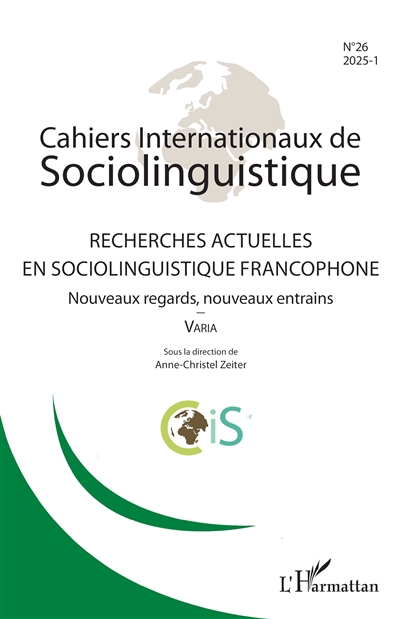 Cahiers internationaux de sociolinguistique, n° 26. Varia