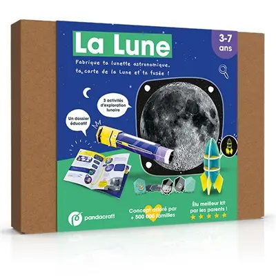 La Lune : Kit Pandacraft 3-7 ans : Fabrique ta lunette astronomique, ta carte lunaire et ta fusée