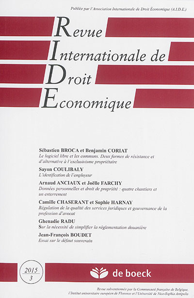 Revue internationale de droit économique, n° 3 (2015)