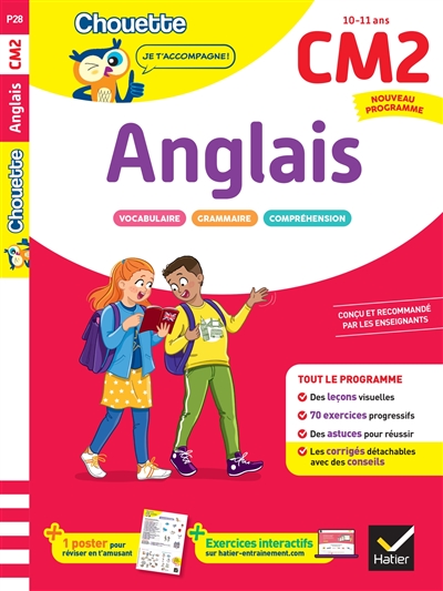 Anglais CM2, 10-11 ans : leçons et exercices corrigés : cahier de soutien, nouveau programme