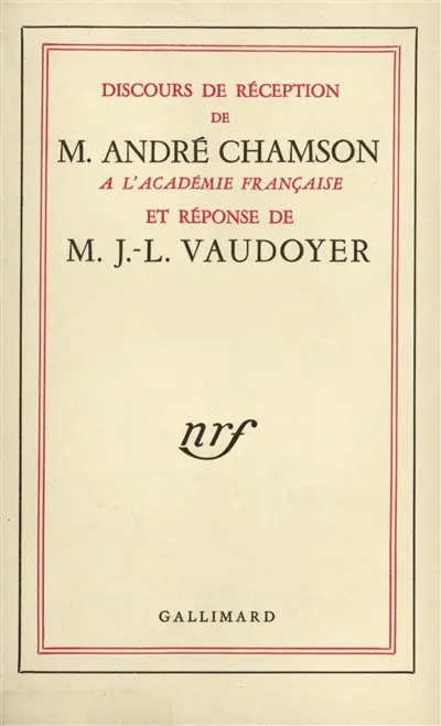 Discours de réception à l'Académie française. Réponse