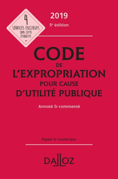 Code de l'expropriation pour cause d'utilité publique 2019