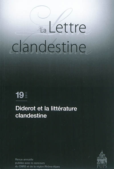 Lettre clandestine (La), n° 19. Diderot et la littérature clandestine