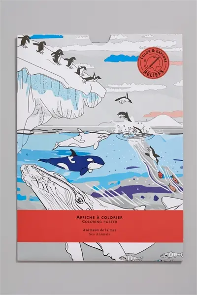 Animaux de la mer : affiche à colorier. Sea animals : coloring poster